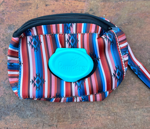 Red Aztec serape baby wipes case