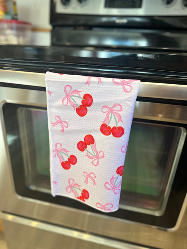 Cherry bow hand towel