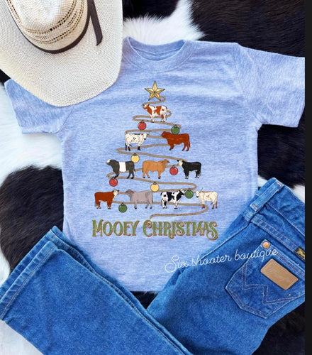 Mooey Christmas kids cow tee (sale)