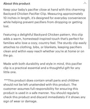 Load image into Gallery viewer, Chicken baby pacifier clip