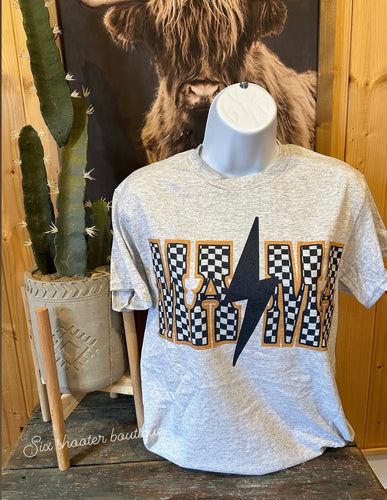 Checkered mama bolt tee