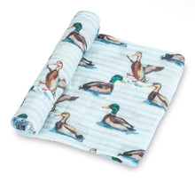 Load image into Gallery viewer, Down by the pond baby swaddle blanket