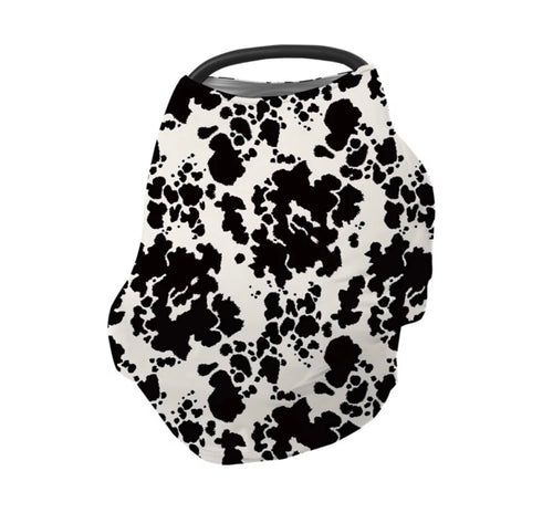 Black and white cowprint car seat multi use cover