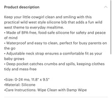 Load image into Gallery viewer, Little cowgirl no drip baby bib