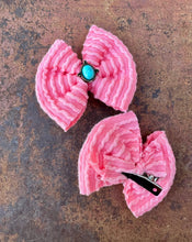 Load image into Gallery viewer, Pink and turquoise piggy hair clips