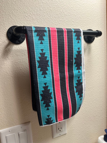 90s Aztec waffle knit hand towel