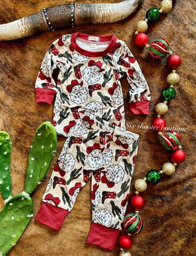 Western Santa kids Christmas pj set (sale)