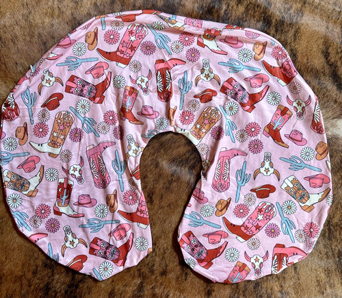 Boho cowgirl baby boppy pillow cover