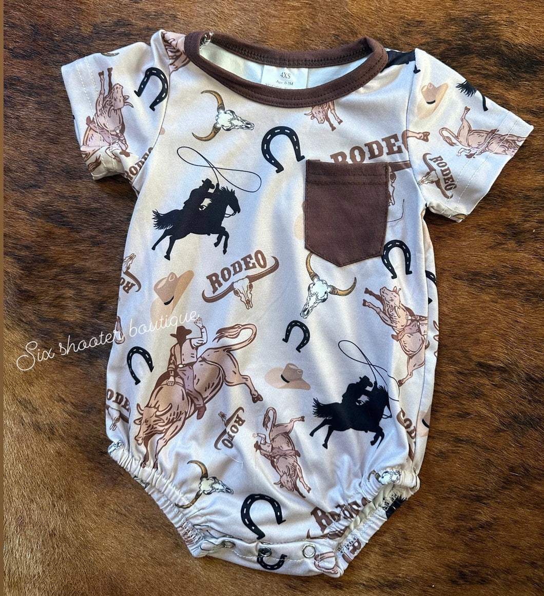 Rodeo baby pocket onesie