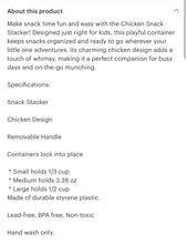 Load image into Gallery viewer, Kids chicken snacker stacker