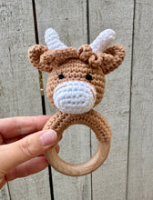 Load image into Gallery viewer, Cow crochet baby rattle