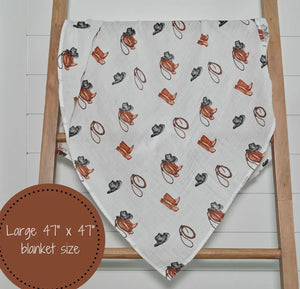 Life is better in boots muslin swaddle blanket