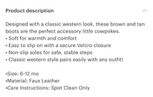 Load image into Gallery viewer, Cowboy boots for baby brown and tan