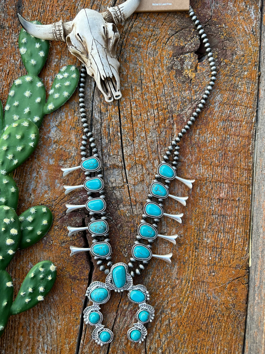 Natural turquoise squash necklace