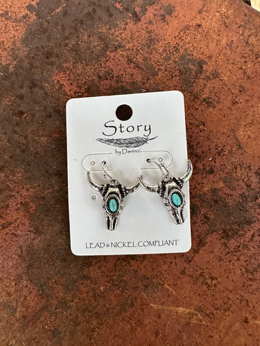 Cowskull turquoise earrings