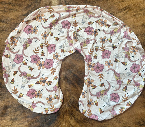 Cowskull boho cowgirl baby boppy pillow cover