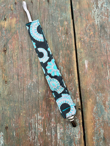Turquoise squash baby pacifier clip