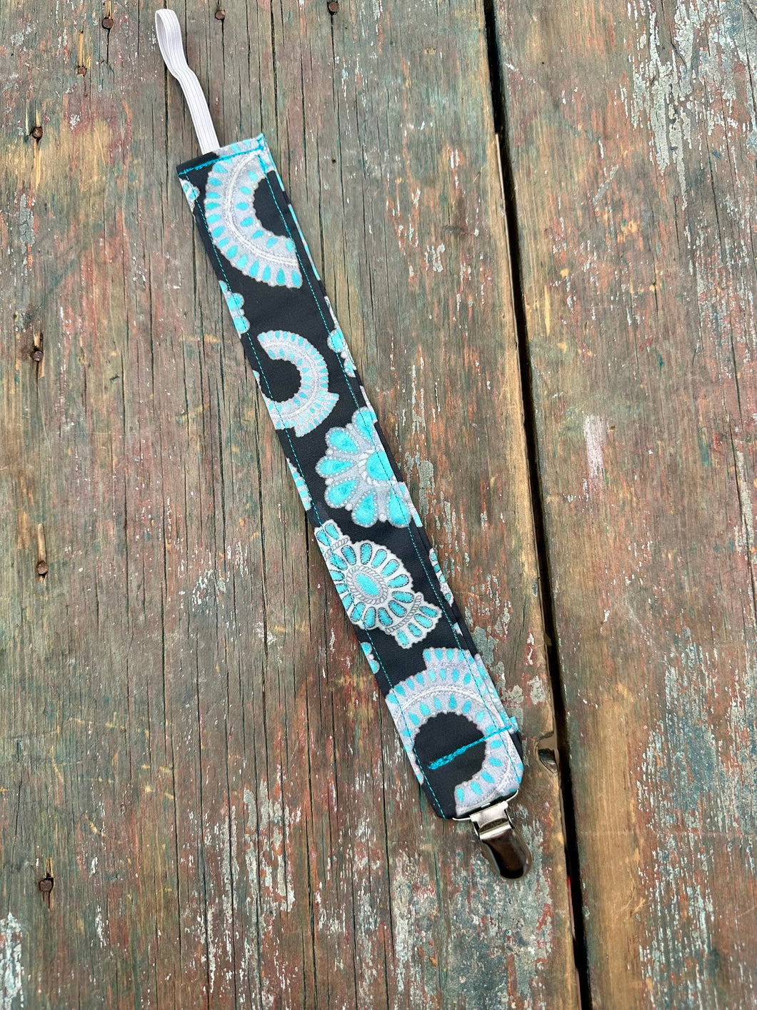 Turquoise squash baby pacifier clip