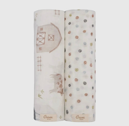Farmhouse muslin cotton baby swaddle set