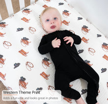 Load image into Gallery viewer, Life is better in boots baby crib sheet