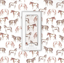 Load image into Gallery viewer, Wild horses bamboo baby swaddle blanket