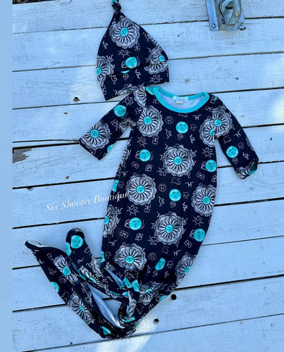 Concho brand baby sleep sack hat set