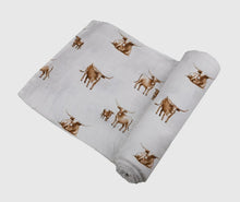 Load image into Gallery viewer, Longhorn bamboo baby swaddle blanket