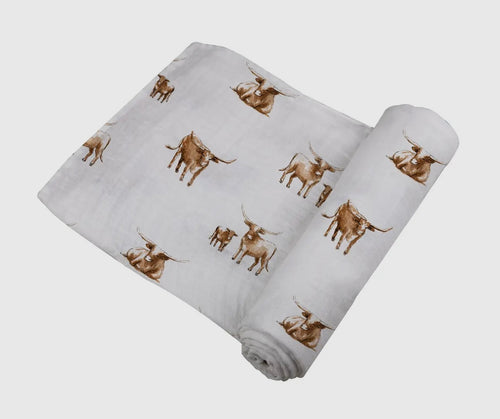 Longhorn bamboo baby swaddle blanket