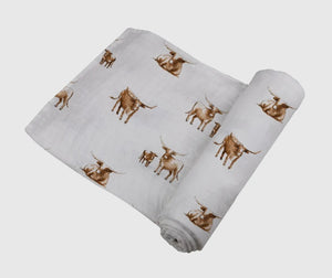 Longhorn bamboo baby swaddle blanket