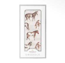 Load image into Gallery viewer, Wild horses bamboo baby swaddle blanket