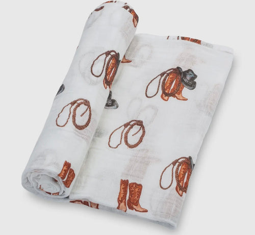 Life is better in boots baby swaddle blanket