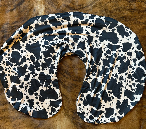 Black and white cowprint baby boppy pillow cover