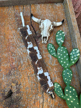 Load image into Gallery viewer, Brown and white cowprint pacifier clip