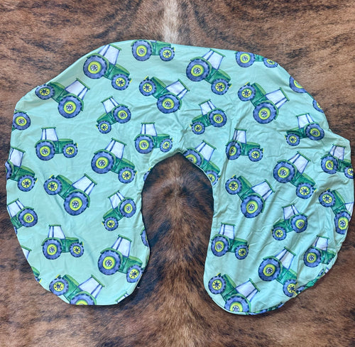 Green tractor baby boppy pillow cover