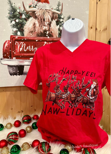 Happ-yee Haw-lidays tee (sale)