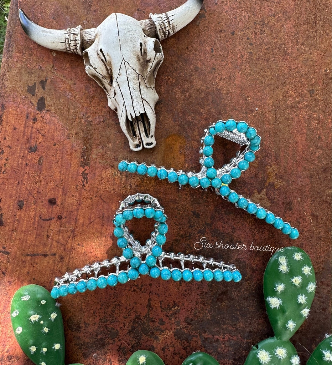 Turquoise claw clip