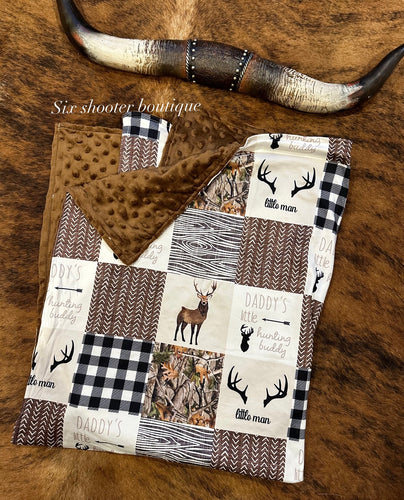 Daddy’s deer hunting baby Minky blanket