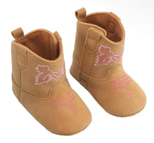 Load image into Gallery viewer, Pink and brown baby cowboy boots