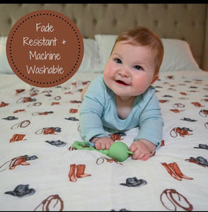 Life is better in boots muslin swaddle blanket