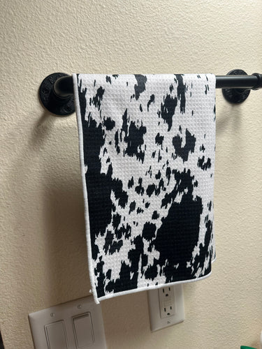 Cowprint waffle knit hand towel