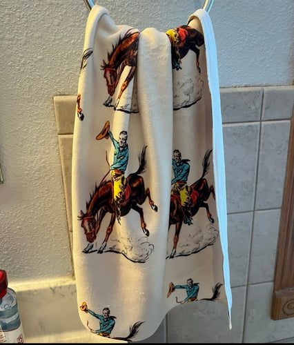 Buckin cowboy hand towel