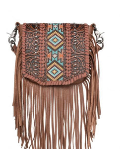 Fringe Aztec cross body purse