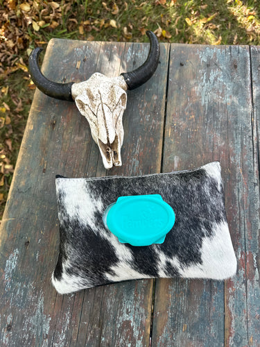 Black and white hair on hide baby wipes case