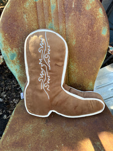 Brown cowboy boot pillow
