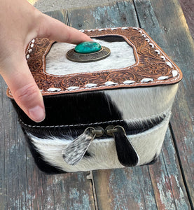 Cowhide leather jewelry box