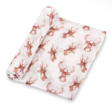 Load image into Gallery viewer, Oh deer muslin baby swaddle blanket
