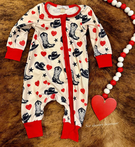 Valentine’s Day cowkid sleeper (sale)