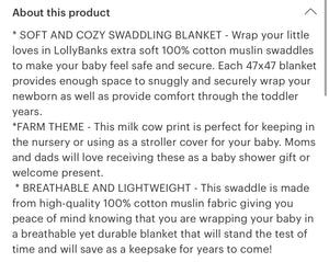 Moo moo baby swaddle blanket