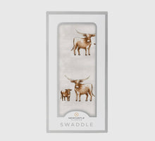 Load image into Gallery viewer, Longhorn muslin bamboo swaddle blanket