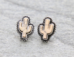 Little white cactus earrings